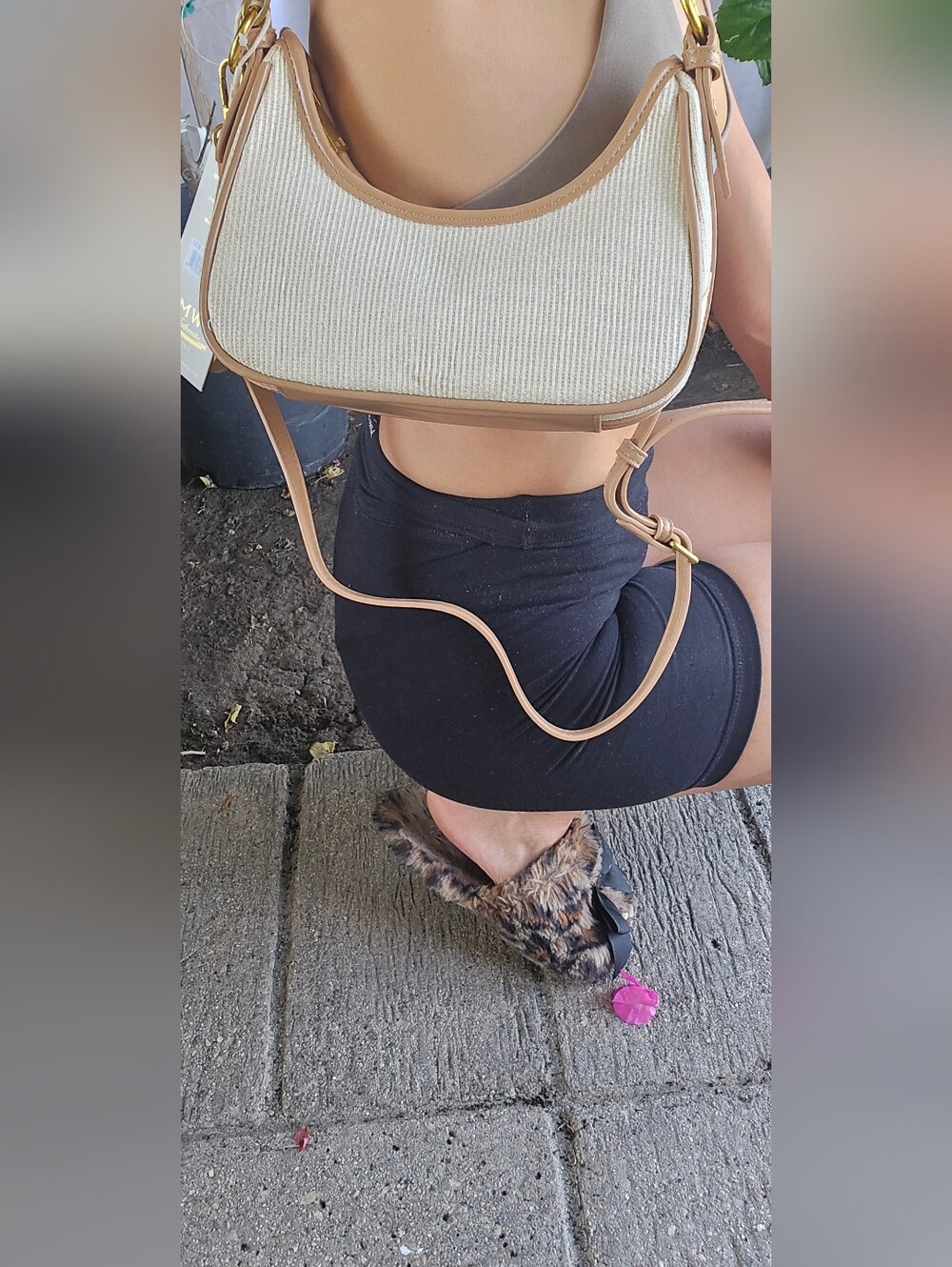 Madison West Cream and Tan Shoulder Bag